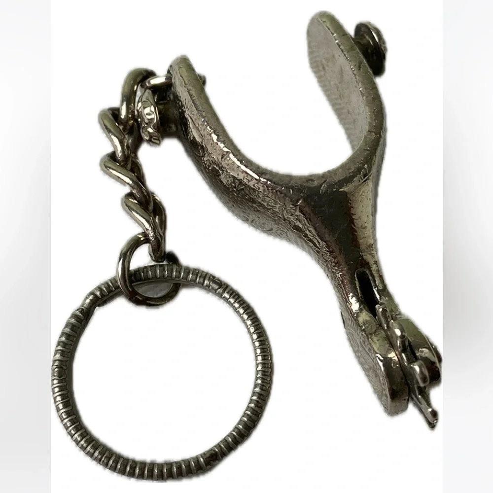 Vintage Western Spur Keychain Concho Style Silver look Yellowstone Aspen feels
